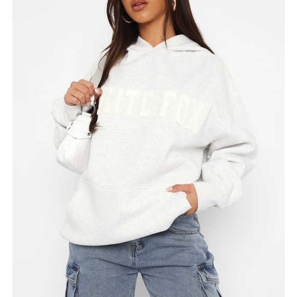 White Fox - Shout It Out Oversized Hoodie - Grey Marle - Picture 4 of 7